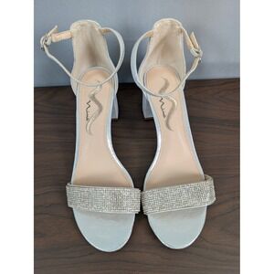 Nina Block Heel Sandals Womens 8M Silver New